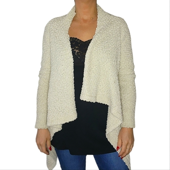 Adam Levine Open Knit Cardigan Creme Size Medium Long Sleeve - Picture 3 of 5